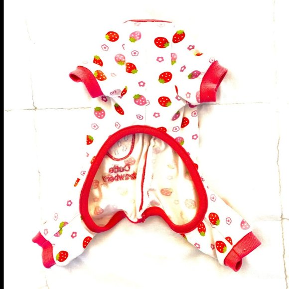 Pet Cutie Strawberry Onesie Dog Pajama - Picture 2 of 2